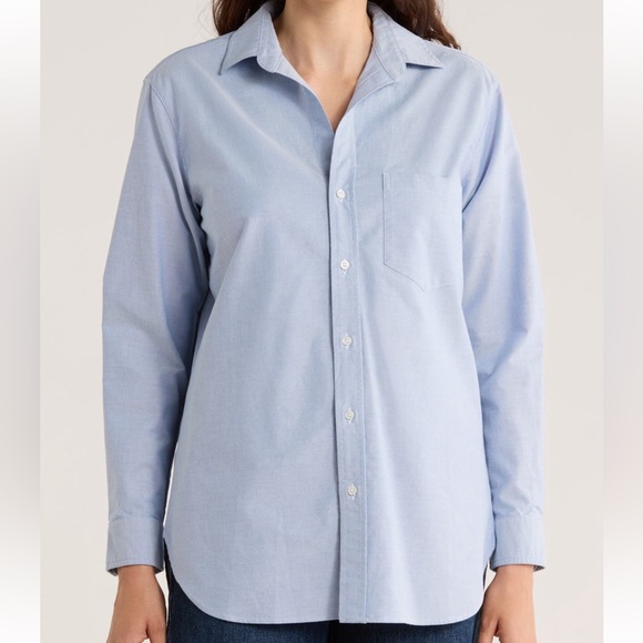 Frank & Eileen Tops - NEW Frank & Eileen Boyfriend Cotton Button-Up Shirt in Grey Oxford